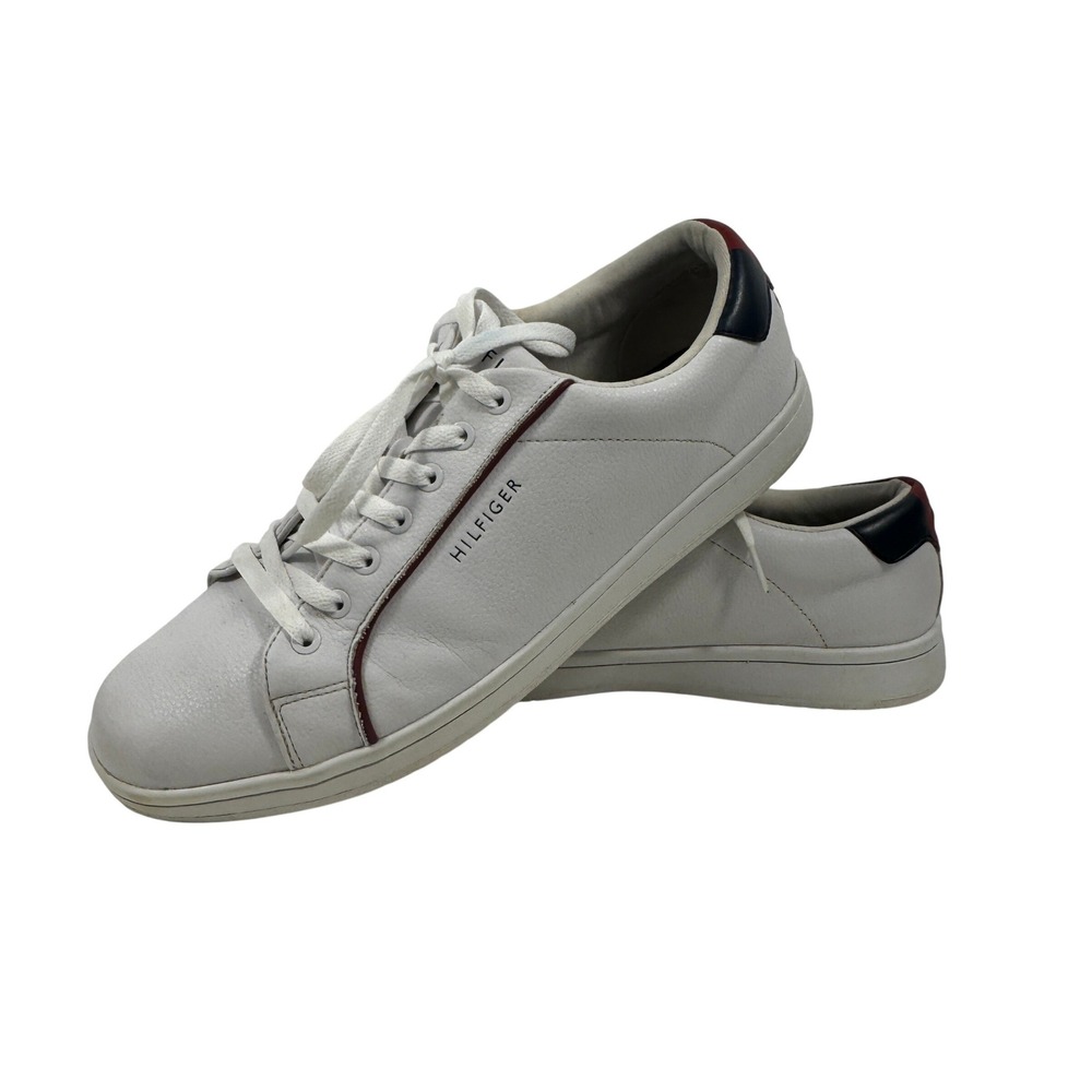 Tommy Hilfiger Men's Leather Sneakers White Lace Up Casual Size 13